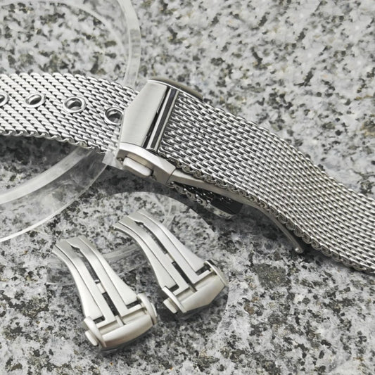 Bracelet de montre Web 20mm adapté au boîtier NH35 Omega Seamaster, en acier inoxydable 904L, boucle ardillon, en argent