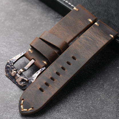 Bracelet de montre en bronze marron pour homme, couche de tête épaissie, bracelet de style rétro, cuivre pur, 20mm, 21mm, 22mm, 23mm, 24mm, 26mm