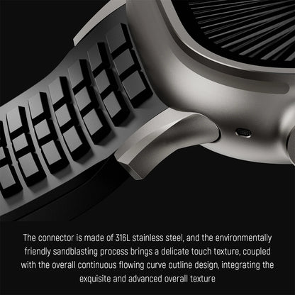 Silicone Sport Band for Apple Watch Ultra 2, 49mm 46mm 45mm 44mm, Luxury Metal Bracelet for iWatch Series 10 9 8 7 6 5 4 Se