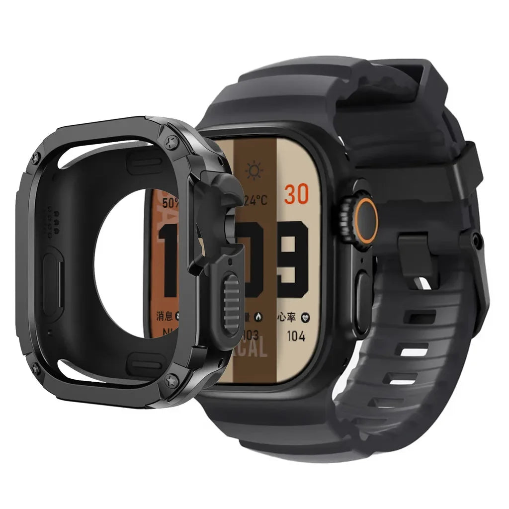 Bracelet de sport en silicone TPU+ pour Apple Watch Ultra 49mm 42 44 45 46mm pour iWatch Series 10 9 8 7 SE