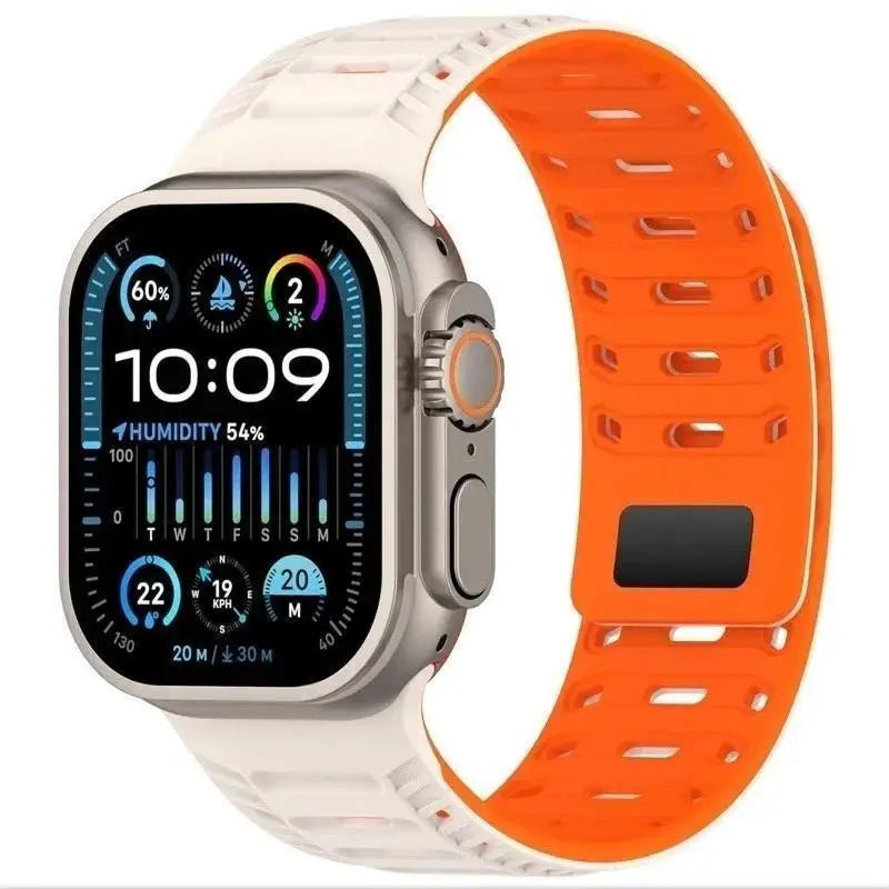 Silicone Band with Magnetic Metal Clasp for Apple Watch Ultra 3 Ultra 2 S11/10/8/7 49mm 45 44 42 41mm