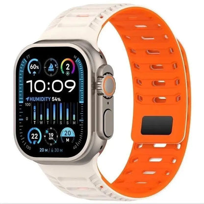 Silicone Band with Magnetic Metal Clasp for Apple Watch Ultra 3 Ultra 2 S11/10/8/7 49mm 45 44 42 41mm