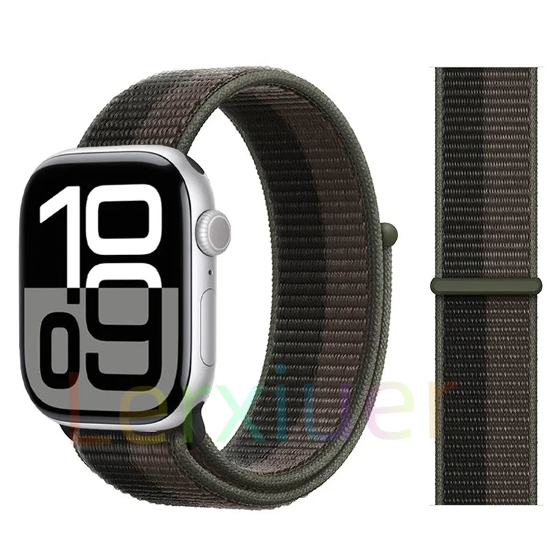 适用于 Apple Watch 46mm 44mm 45mm 40mm 41mm 42mm 的尼龙回环表带，适配 iWatch 系列 11 10 9 SE 8 7 6 5 4 Ultra 3 2 49mm