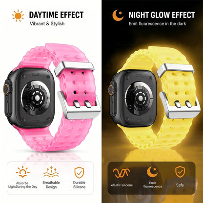 Cinturino per orologio in silicone luminoso Ocean Element compatibile con Apple Watch Ultra/Series 1-11/SE 38/40/41/42/44/45/46/49MM