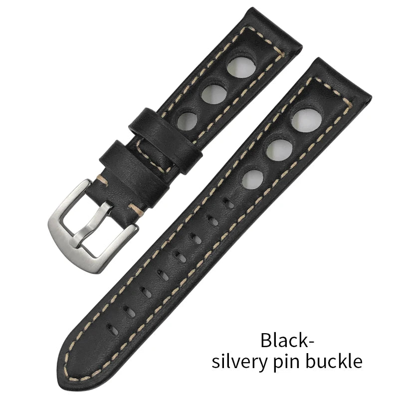 Bracelet de montre en cuir de veau 19mm 20mm 21mm 22mm pour IWC Pilot Breitling Tudor Omega Seiko SKX 5, bracelet de montre en cuir de vache véritable avec trous