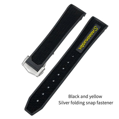 Soft Rubber and Silicone Watch Strap, 19mm 21mm 20mm 18mm, for Omega Speedmaster Seamaster 300 Sport Watch, Black and Blue Bracelets