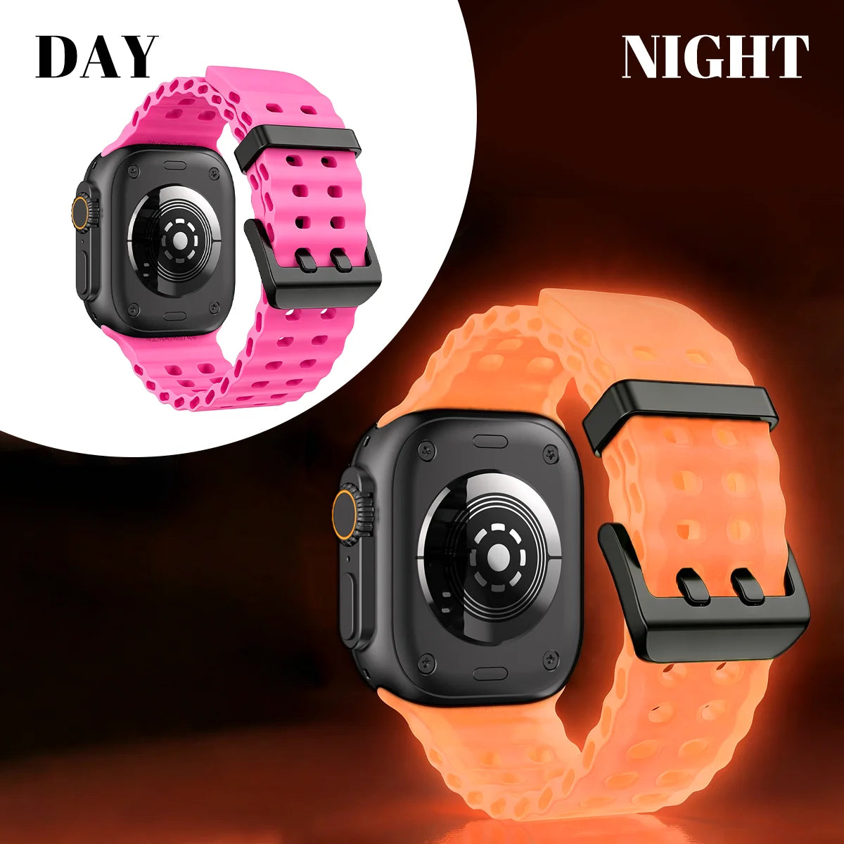 Cinturino per orologio in silicone luminoso Ocean Element compatibile con Apple Watch Ultra/Series 1-11/SE 38/40/41/42/44/45/46/49MM