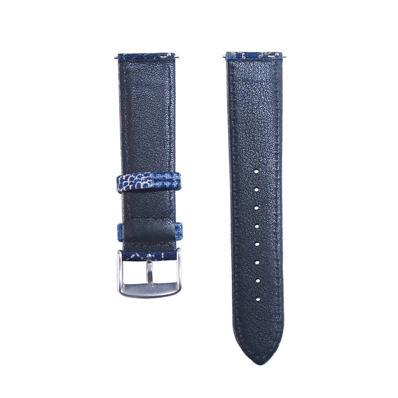 Cinturino per orologio giapponese Vintage Indigo BORO a sgancio rapido da 18, 20, 22 mm