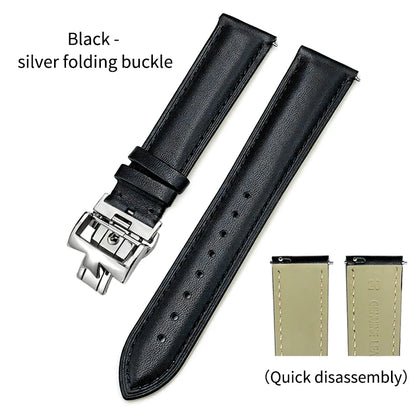Bracelet de montre en cuir véritable à dégagement rapide 19mm 20mm 21mm 22mm pour Vacheron Constantin Patrimony VC, bracelet noir avec boucle pliable
