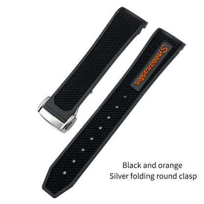 Soft Rubber and Silicone Watch Strap, 19mm 21mm 20mm 18mm, for Omega Speedmaster Seamaster 300 Sport Watch, Black and Blue Bracelets