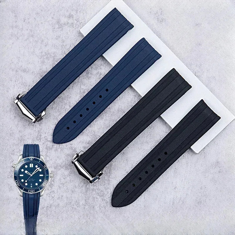 For Seiko soft comfortable silicone men's outdoor watch strap Omega seahorse 300 ocean universe at150 rubber accessories 20mm