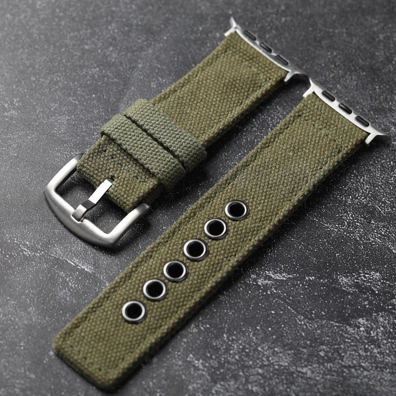 Cinturino doppio strato per Apple Watch Ultra 49MM 45MM 44MM, cinturino spesso verde nero stile robusto da uomo