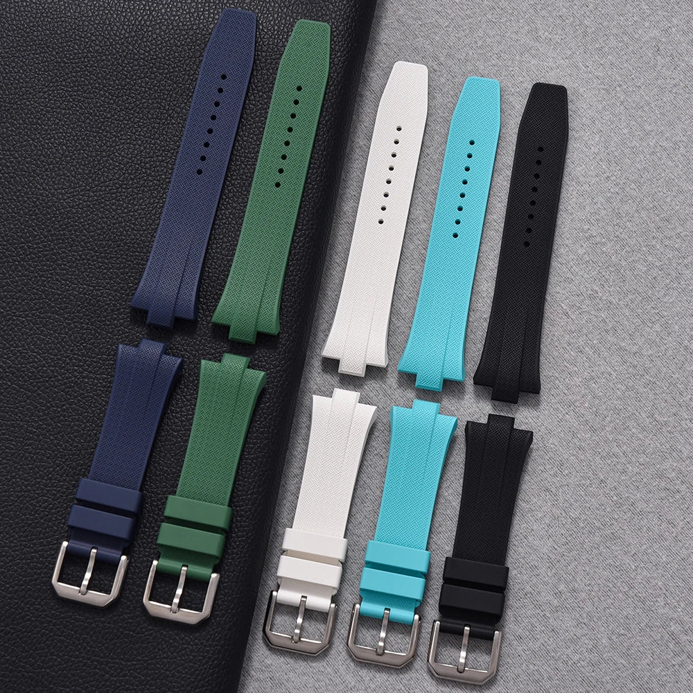 Bracelet de montre FKM à extrémité convexe 9mm pour Citizen NJ0150 NJ0151 ME, série de couleurs, bracelets de montre en caoutchouc fluoré à dégagement rapide