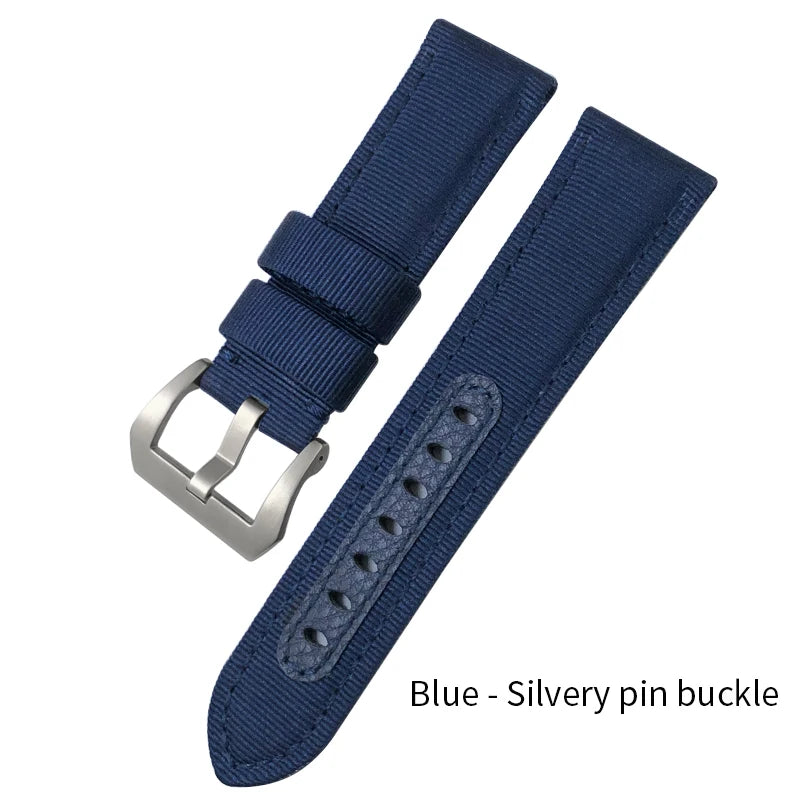 Cinturino per orologio in nylon da 24 mm per Panerai Submersible Luminor PAM verde blu grigio, in tessuto, tela, nuovo, con strumenti gratuiti