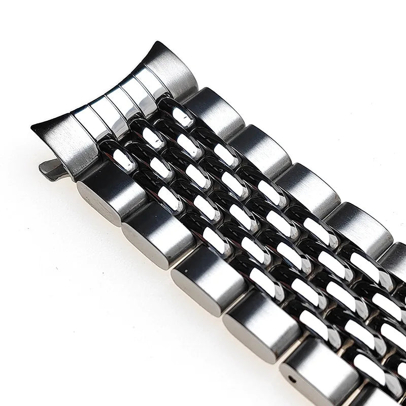 20 22 mm 316L ‌ Bracelet en acier inoxydable massif, perles plates incurvées réglables de riz, Bracelet de montre adapté au Bracelet universel Seiko SKX