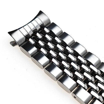 20 22 mm 316L ‌ Bracelet en acier inoxydable massif, perles plates incurvées réglables de riz, Bracelet de montre adapté au Bracelet universel Seiko SKX