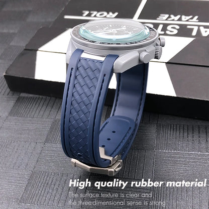 Bracelets de montre en caoutchouc à extrémité incurvée, bracelet de montre en silicone, déploiement Speedmaster, joint Moonswatch, Omega AT150, 19mm, 20mm