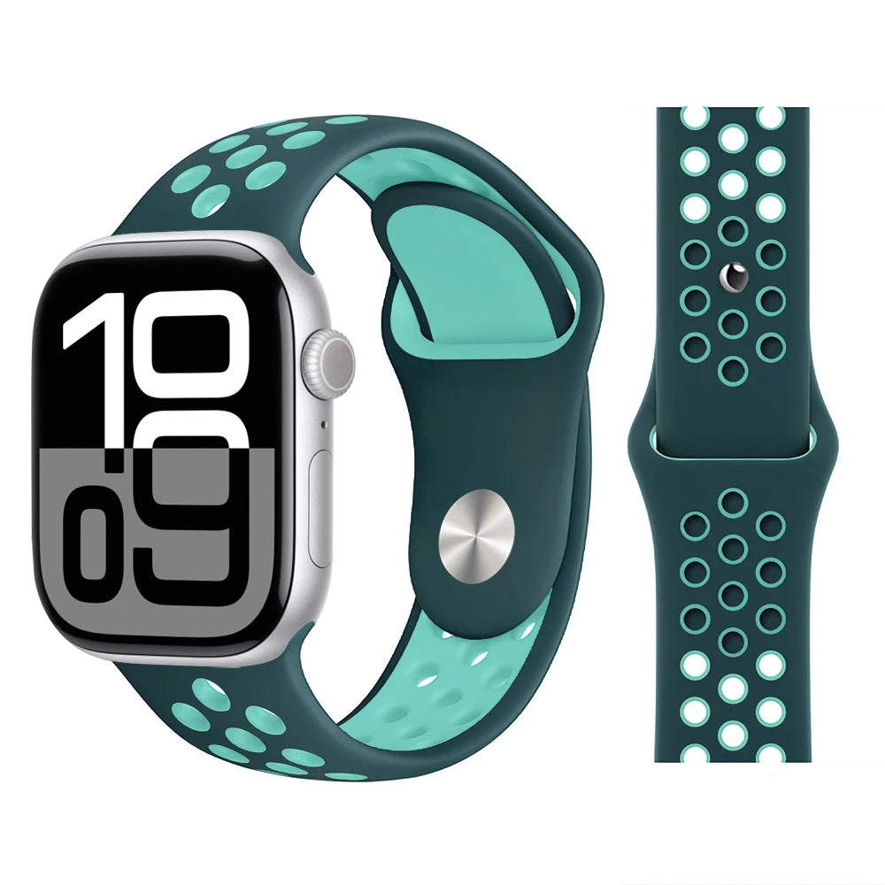 Bracelet en Silicone pour bracelets de montre Apple 46mm 44mm 45mm 40mm 41mm 42mm, Bracelet de Sport Correa iWatch série 11 10 9 SE 8 7 6 5