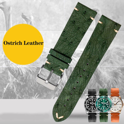 Cinturino per orologio in pelle di struzzo per Tissot Citizen Seiko nero verde acqua fantasma Braccialetto universale morbido Cinturino per orologio 18mm 20mm 22mm