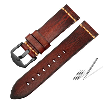 Handmade leather watch strap, 20mm 22mm 24mm, for Panerai, Tudor, Biwan Bronze, and Breitling watches, Italian cowhide leather.