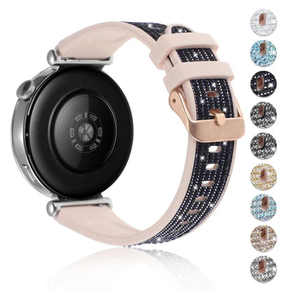 Cinturino in silicone glitterato da 18mm per Huawei Watch GT6/5/4, compatibile con 41mm, cinturino casual da donna, delicato sulla pelle, comodo e traspirante