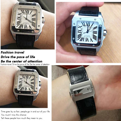 Genuine Leather Watch Strap for Men and Women, Colorful Straps, Glue Head Pieces, Watch Band for Cartier Sandoz, 100, 23mm, 20mm