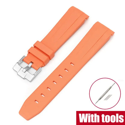 FKM Fluororubber Watch Strap for Rolex for Omega x Swatch MoonSwatch 20mm Curved End Waterproof Sport Replace Watch Band