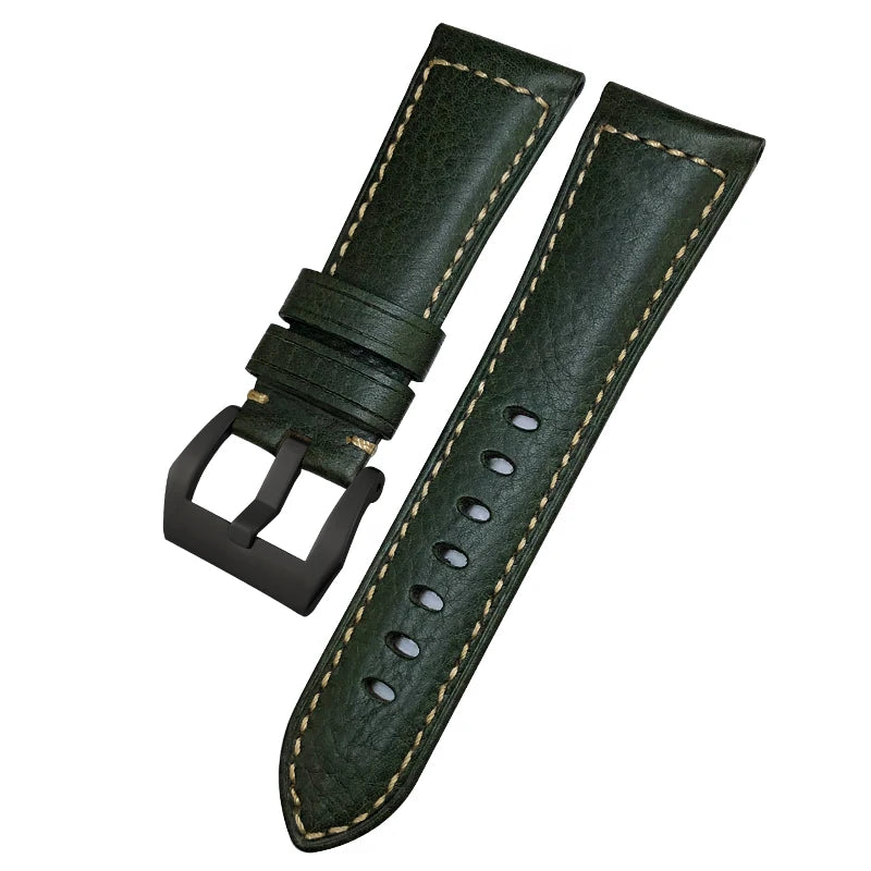 Bracelet de montre en cuir véritable, 24mm 26mm, pour Panerai LUMINOR PAM111 PAM 441, Style rétro, fait à la main