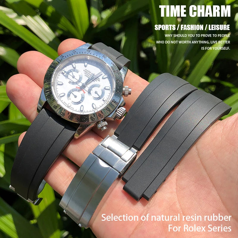 Bracelet de montre en caoutchouc et Silicone, 19mm 20mm 21mm 22mmmm, adapté pour Rolex Submariner GMT OYSTERFLEX Daytona DEEPSEA Seiko, étanche