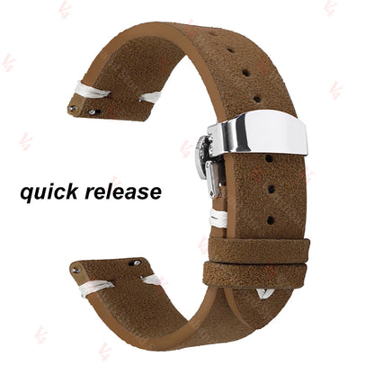 柔らかいスエード製時計ベルト、18mm/20mm/22mm、Huawei GT2/3・Seiko・Omegaヴィンテージ用、クイックリリース、フォールディングバックル