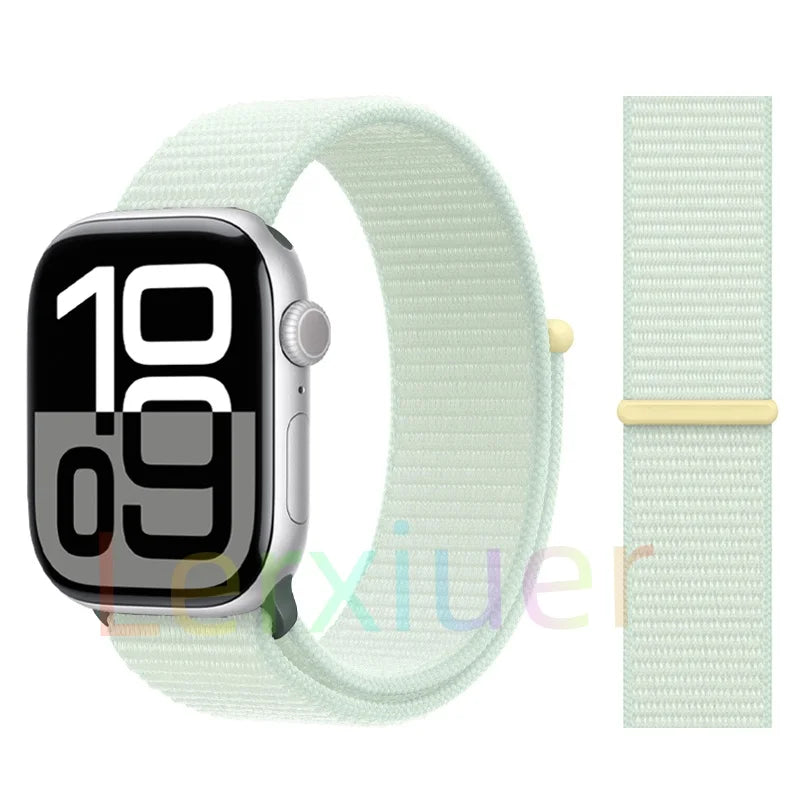 适用于 Apple Watch 46mm 44mm 45mm 40mm 41mm 42mm 的尼龙回环表带，适配 iWatch 系列 11 10 9 SE 8 7 6 5 4 Ultra 3 2 49mm