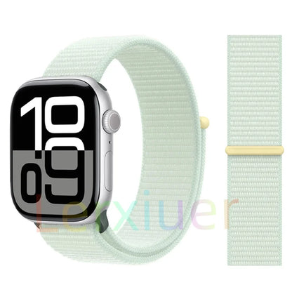 适用于 Apple Watch 46mm 44mm 45mm 40mm 41mm 42mm 的尼龙回环表带，适配 iWatch 系列 11 10 9 SE 8 7 6 5 4 Ultra 3 2 49mm