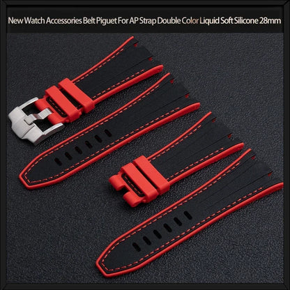 Nouveaux accessoires de montre pour Audemars Belt Piguet, bracelet AP bicolore en silicone liquide souple avec boucle à ardillon, montre-bracelet 28mm 26470