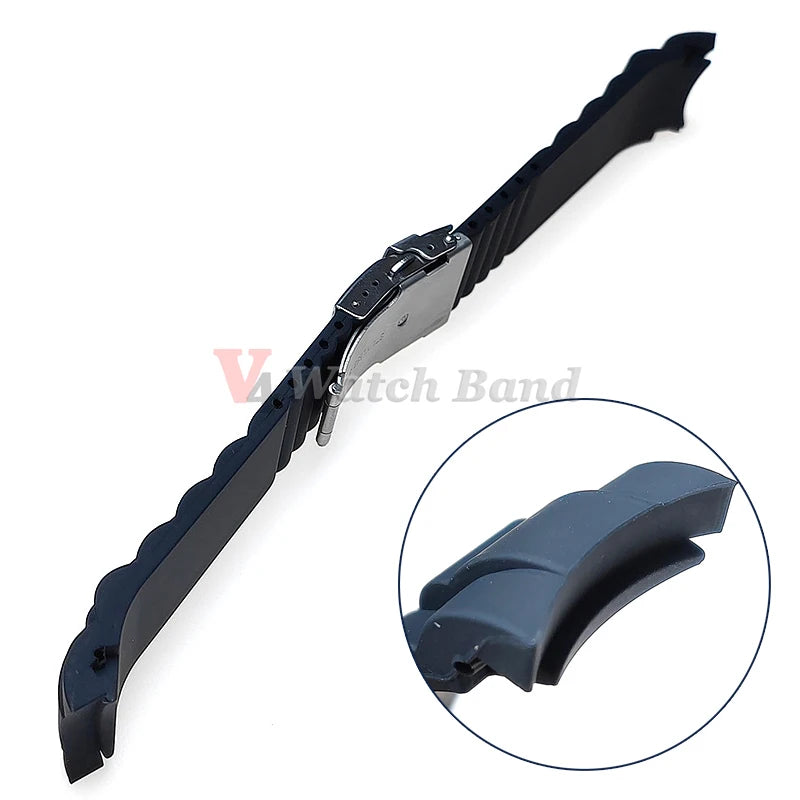 Cinturino in gomma siliconica con estremità curva, 16 mm, 18 mm, 20 mm, 22 mm, 24 mm, 26 mm, per uomo e donna, impermeabile, chiusura pieghevole.