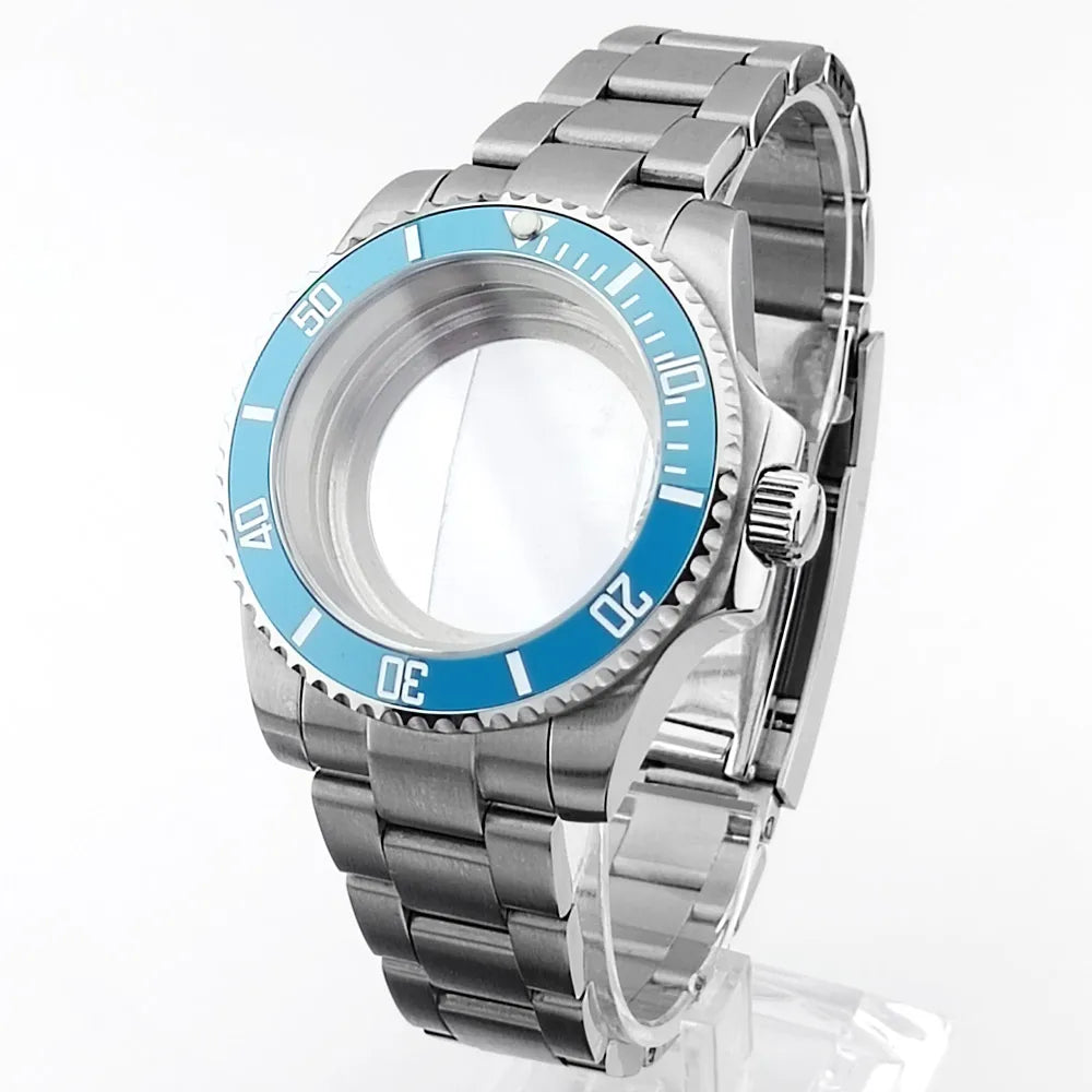    40.5mm sous-montre verre saphir boîtier en métal ajustement NH35/36/38 mouvement ajustement 28.5mm cadran pièces de montre accessoires boîte de montre bande