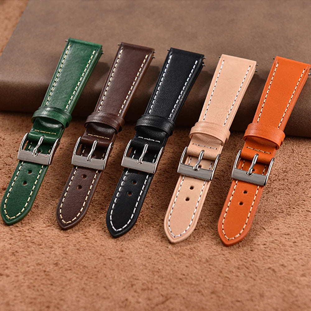 Handmade Vintage 18mm 20mm 22mm Quick Release Vegetable Tanned Leather Watch Strap