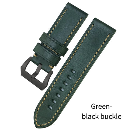 Cinturino per orologio in pelle bovina fatto a mano, 26mm, ricambio per Panerai LUMINOR, fibbia subacquea in acciaio, attrezzi di alta qualità