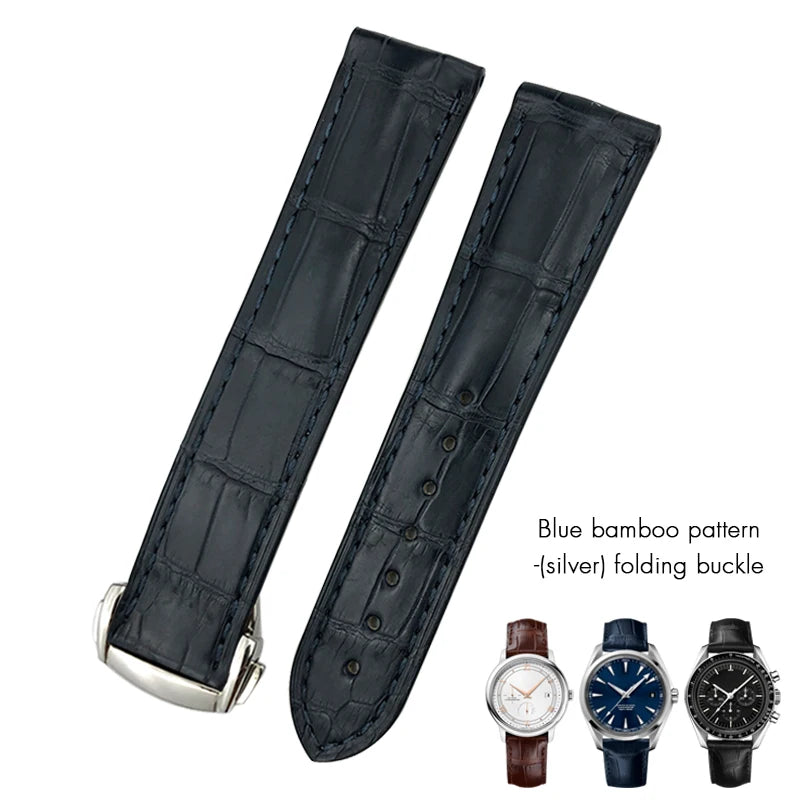 Bracelet de montre en cuir de crocodile véritable, 18mm, 19mm, 20mm, 21mm, 22mm, pour Omega De Ville Seam84SPEEDBiens TER