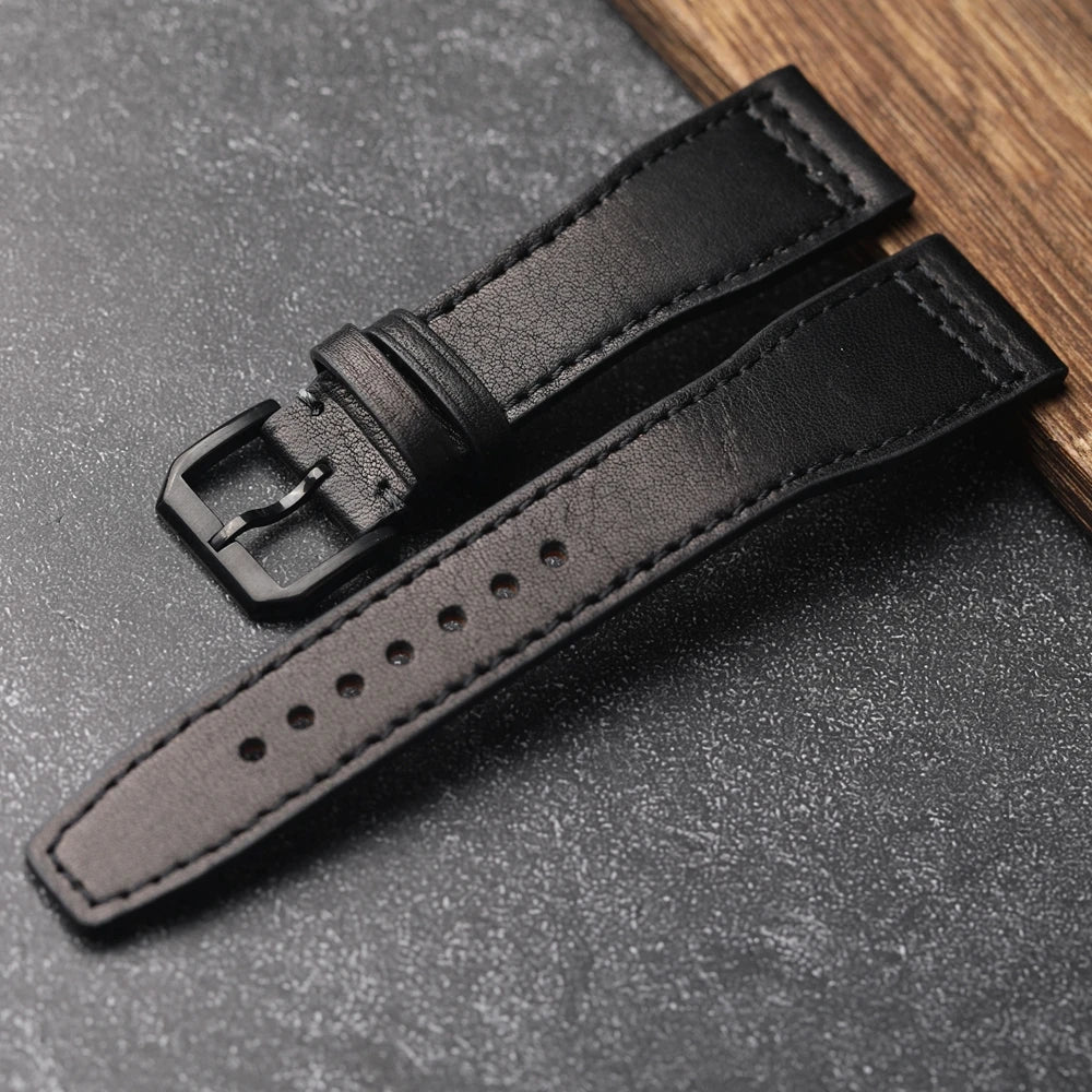 Cinturino in pelle di vacchetta con testa di pilota fatto a mano, braccialetto da uomo marrone nero 20 mm 22 mm 21 mm, cinturino per orologio in vera pelle stile vintage