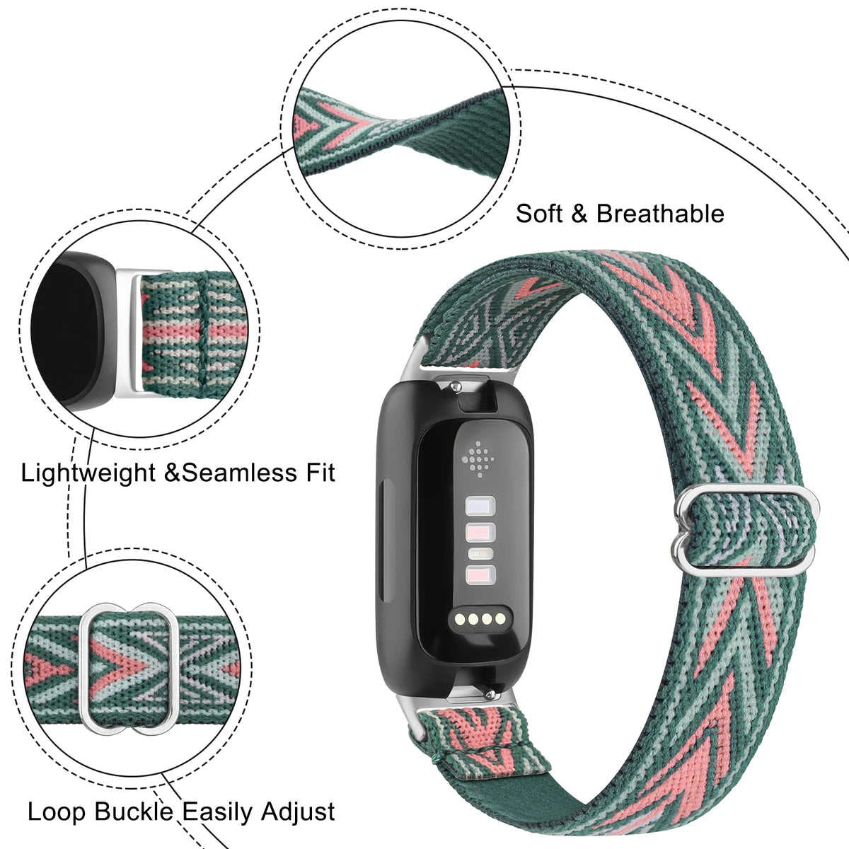 Bracelet en Nylon élastique pour Fitbit Inspire 3/inspire 2, Bracelet réglable pour Fitbit Ace 2 3, remplacement de Bracelet de montre