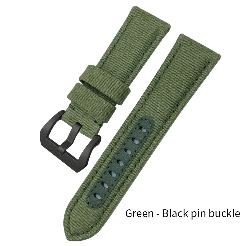 Cinturino per orologio in nylon da 24 mm per Panerai Submersible Luminor PAM verde blu grigio, in tessuto, tela, nuovo, con strumenti gratuiti