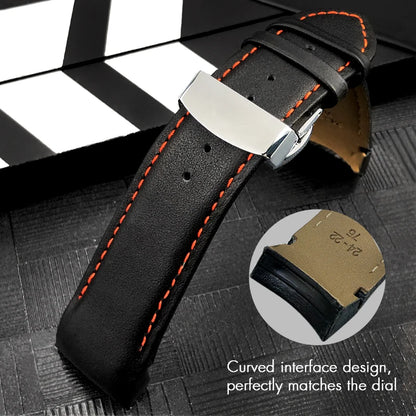 22mm 23mm 24mm Genuine Leather Watch Band Curved End Replacement For Tissot T035 Butterfly Buckle Steel Calfskin Leather Strap Bracelets
