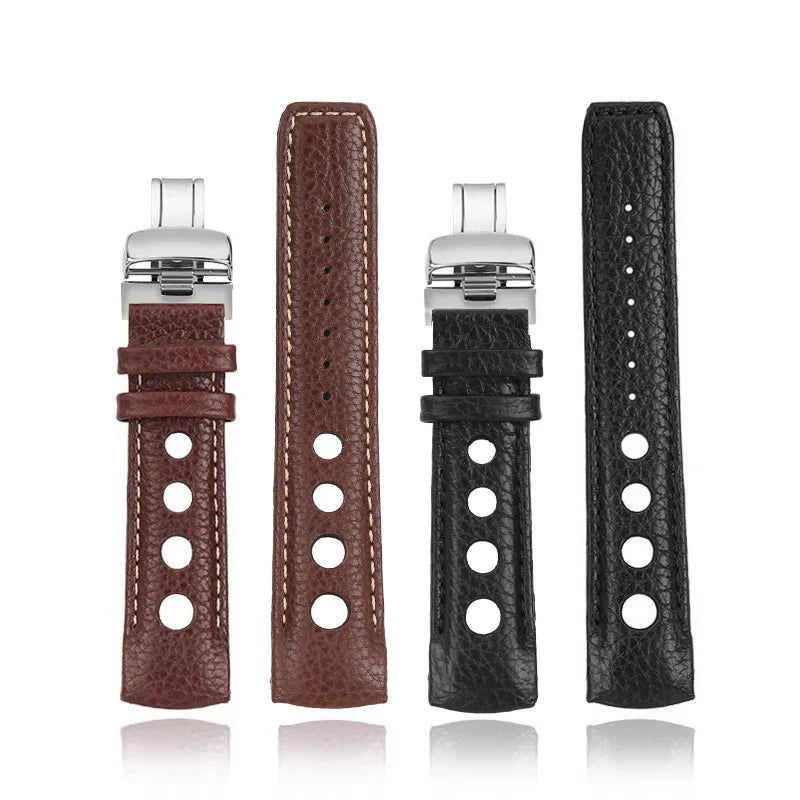 Ремешок для часов Tissot T-Sport PRS 516 T044.430.A / T044.417.A, 20 мм, из воловьей кожи с изогнутым креплением и застежкой-бабочкой