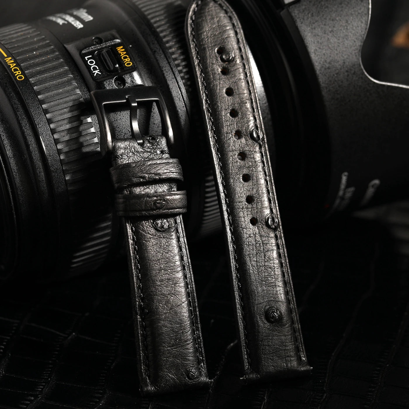 High-end luxury ostrich leather watch band, soft brown black leather strap 18 19 20 21 22MM, retro style handmade men's watch strap