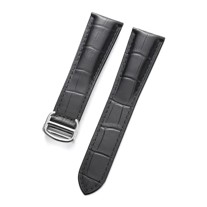 New Crocodile Pattern Watch Strap 18mm 20mm 22mm Genuine Leather Folding Buckle Watchband for Omega for Cartier Tank Solo