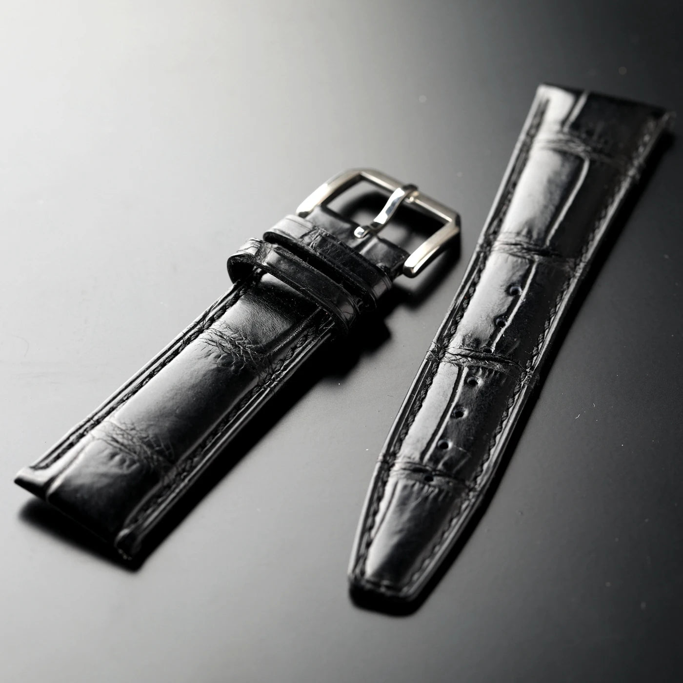 Cinturino in pelle di coccodrillo fatto a mano 20MM 21MM 22MM, pelle nera, cinturino di ricambio da uomo in pelle in stile retrò, compatibile con Pilot Mark