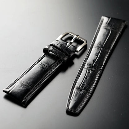 Cinturino in pelle di coccodrillo fatto a mano 20MM 21MM 22MM, pelle nera, cinturino di ricambio da uomo in pelle in stile retrò, compatibile con Pilot Mark