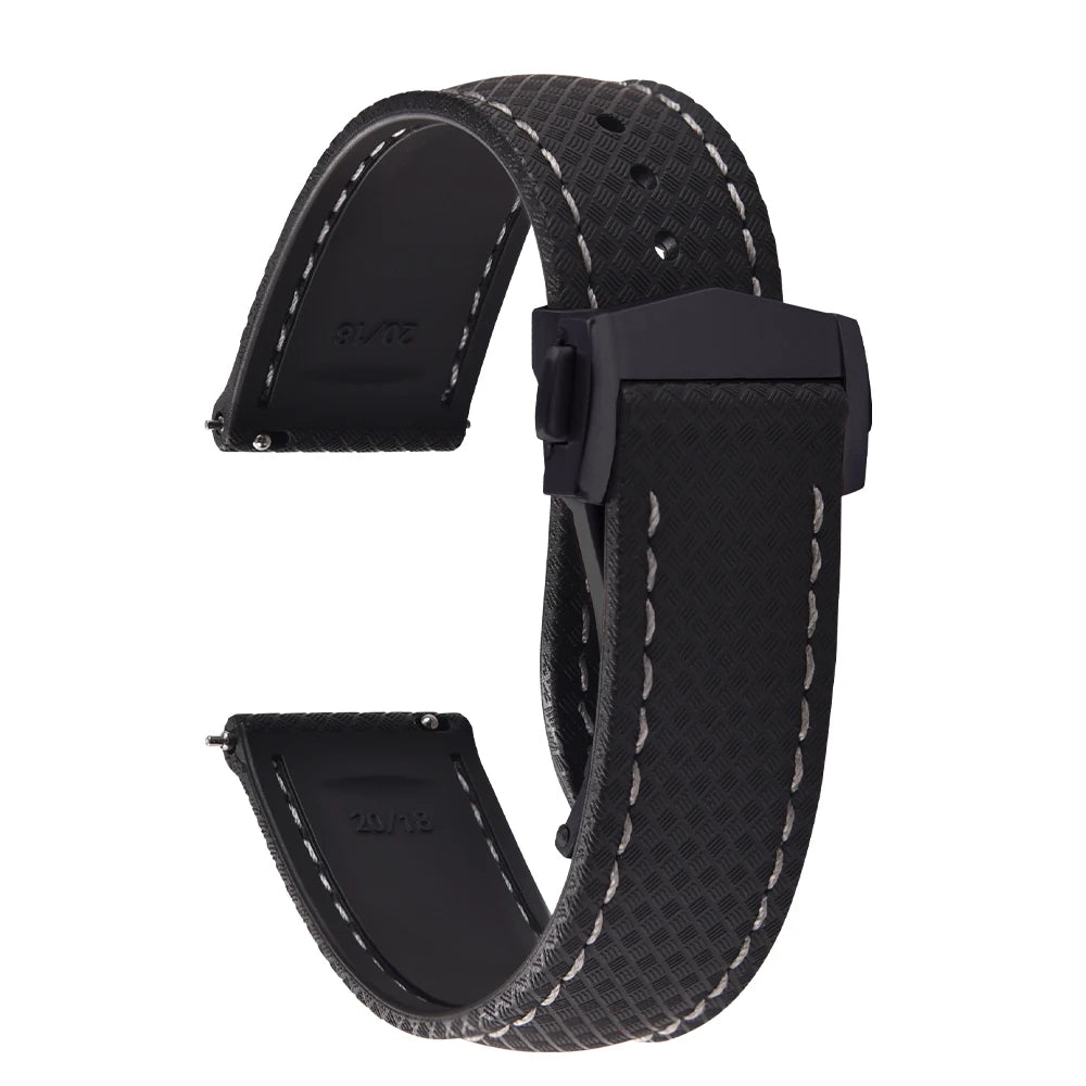 FKM Waterproof Rubber Watch Band Quick Release Deployment Clasp Straps 20mm 22mm Universal Watch Bracelet