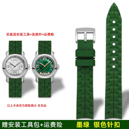 Montre Chopard Happy Diamond avec bracelet en silicone pour femme, bracelet de montre en caoutchouc étanche 15mm 18mm