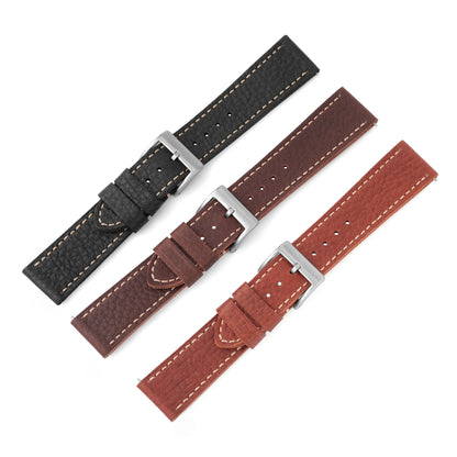 Bracelet en cuir rétro classique de 20 mm, 22 mm, 24 mm avec design à dégagement rapide et boucle en acier inoxydable, adapté à un usage professionnel et décontracté.
